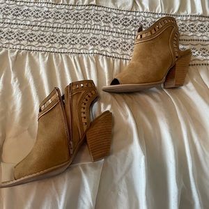 Brown suede booties